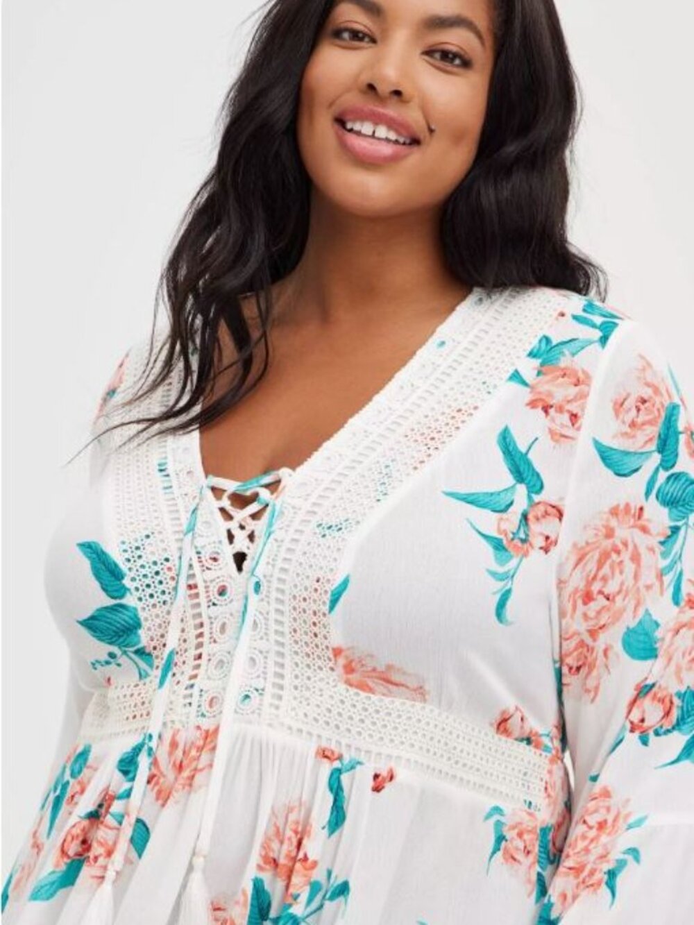 Torrid Babydoll Gauze Crochet Trim Top Shirt 2X
